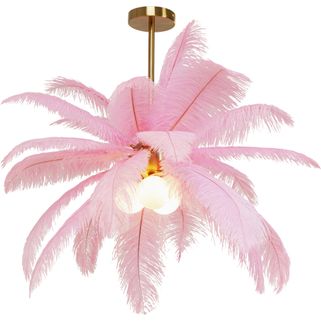 Lampa wisząca FEATHER PALM - różowy Wymiary: - średnica: 87 cm - wysokość: 62 cm - podsufitka: śr. 12 cm / wys. 2,5 cm   Materiał:  - szkło -...