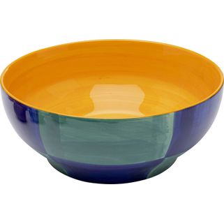 Miska CAPRI 755 ml - niebieski / żółty Wymiary: - średnica: 25,2 cm - wysokość: 10,2 cm - pojemność: 755 ml Materiał: kamionka Informacje dodatkowe: -...