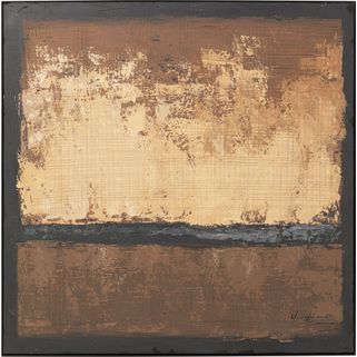 Obraz SILENCE BROWN 120x120 Wymiary: - szerokość: 120 cm - głębokość: 5 cm - wysokość: 120 cm Materiał:  - płótno: papier artystyczny - rama: lite...