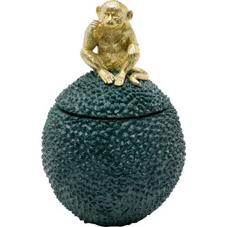 Pojemnik dekoracyjny JACKFRUIT MONKEY - zielony / złoty Wymiary: - średnica: 20 cm - wysokość: 30 cm Materiał: polirezyna Informacje dodatkowe: - waga:...