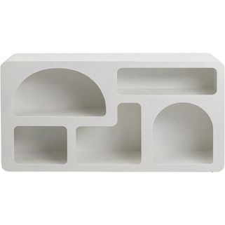 Regał PACO - biały Wymiary: - szerokość: 140 cm - głębokość: 32 cm - wysokość: 75 cm   Materiał: MDF lakierowany Waga: 25 kg Maksymalne...