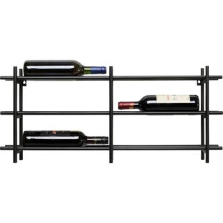 Regał na wino CAPE TOWN 80x34 - czarny Wymiary: - szerokość: 80 cm - głębokość: 11 cm - wysokość: 34 cm   Materiał: stal malowana proszkowo Waga:...