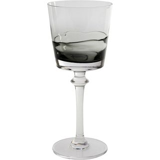 Wymiary: - średnica: 8,6 cm - wysokość: 20,6 cm Materiał: szkło Kolor: szary / transparentny