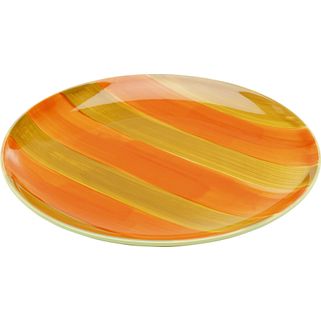 Talerz deserowy CAPRI 20 cm - pomarańczowy / żółty Wymiary: - średnica: 20,3 cm - wysokość: 2,2 cm Materiał: kamionka Informacje dodatkowe: - waga: 0,4...