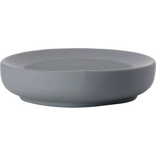 Wymiary: - średnica: 12 cm - wysokość: 3 cm Materiał: - tworzywo sztuczne - porcelana Kolor: szary