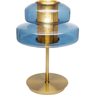 Lampa stołowa ARCADIA - niebieski Wymiary: - średnica: 34 cm - wysokość: 51 cm - długość kabla: 220 cm   Materiał:  - szkło galwanizowane - stal...
