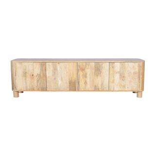 Wymiary: - szerokość: 200 cm - głębokość: 40 cm - wysokość: 55 cm Materiał: drewno mango Kolor: mango naturalne Montaż: nogi do przykręcenia