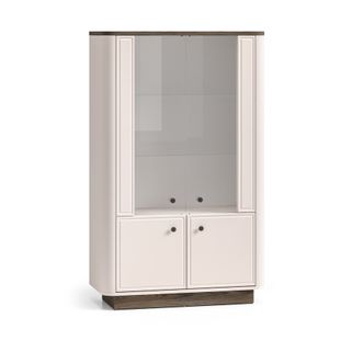 Wymiary:  - szerokość: 92 cm - głębokość: 40 cm - wysokość: 150 cm   Materiał:  - korpus: płyta laminowana - front: płyta MDF / szkło Kolor: -...
