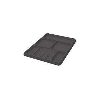 Wymiary: - szerokość: 295 mm - głębokość: 223 mm - wysokość: 14 mm Materiał: flok Kolor: czarno-szary 7817 Conero - to prostokątny organizer na...