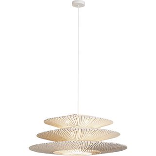 Lampa wisząca FACILE TRE - biały Wymiary: - średnica: 70 cm - wysokość: 150 cm   Materiał:  - podstawa: stal lakierowana - klosz: poliester (terylen) -...