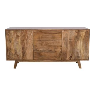 Wymiary: - szerokość: 140 cm - głębokość: 41 cm - wysokość: 68 cm   Materiał: drewno mango   Kolor: mango caramel   Montaż: nogi do przykręcenia