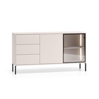 Wymiary:  - szerokość: 160 cm - głębokość: 40 cm - wysokość: 86 cm   Materiał:  - korpus: płyta laminowana - front: płyta laminowana / szkło...