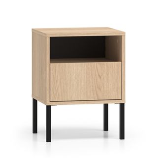 Wymiary:  - szerokość: 40 cm - głębokość: 34 cm - wysokość: 53 cm   Materiał:  - korpus: płyta laminowana - front: płyta laminowana - nogi: metal...