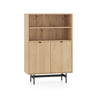 Wymiary:  - szerokość: 92 cm - głębokość: 40 cm - wysokość: 140 cm   Materiał:  - korpus / front: płyta laminowana - obrzeże: ABS - podstawa /...