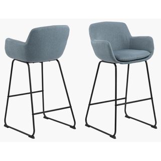Lisa bar stool Seat dusty blue Town 89 Base metal matt black 2-Pack
