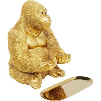 Figurka dekoracyjna z tacką GORILLA BUTLER 37 - złoty