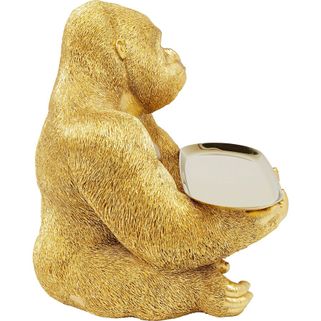 Figurka dekoracyjna z tacką GORILLA BUTLER 37 - złoty