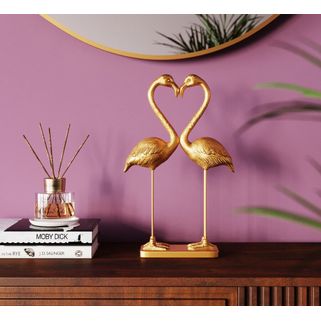 Figurka dekoracyjna FLAMINGO LOVE 39 - złoty