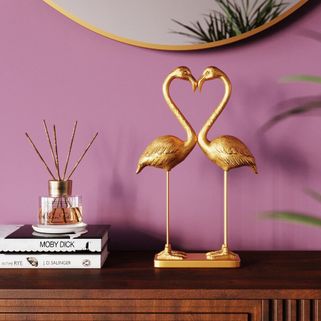 Figurka dekoracyjna FLAMINGO LOVE 39 - złoty