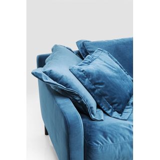 Sofa 3-osobowa welurowa LULLABY - granatowy/czarny