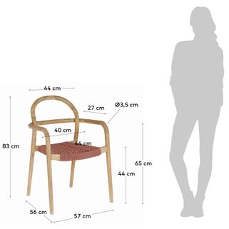 Krzesło drewniane SHERYL - naturalny/terakota