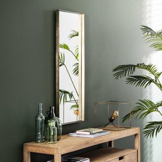 Lustro wiszące z metalową ramą 40x100 - złoty
