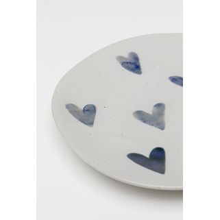 Talerz deserowy CUORI 22 cm - biały/niebieski