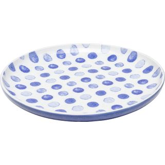 Talerz deserowy PARTITO kropki 22 cm - biały/niebieski