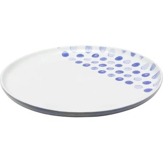 Talerz obiadowy PARTITO kropki 27 cm - biały/niebieski