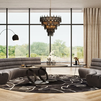 Zaokrąglona sofa modułowa w salonie