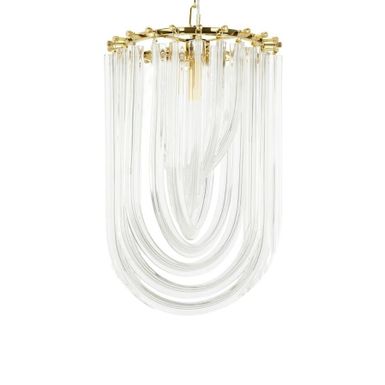 Lampa wisząca MURANO S - złoty/szkło  Lampa została wykonana z drobnych łańcuszków, które doskonale rozpraszają światło. Łańcuszki niczym warkocze...