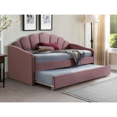 Łóżko BELLA Velvet 90x200 - antyczny róż Bluvel 52  Łóżko BELLA Velvet to mebel o interesującym kształcie – charakterystyczne części zagłówka...