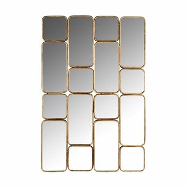 Lustro ścienne BIRCHE - złoty Birche to lustro składające się z 16 połączonych ze sobą prostokątnych i kwadratowych luster w złotych eleganckich...