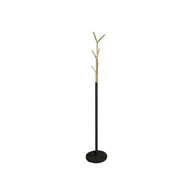 Wymiary: - średnica u podstawy: 30 cm - wysokość: 174 cm   Materiał: - metal malowany proszkowo / chromowany   Kolor: - złoty / czarny