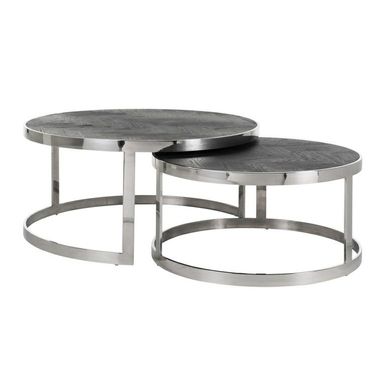 Zestaw dwóch stolików kawowych BLACKBONE SILVER - czarny/srebrnyZestaw 2 stolików kawowych Blackbone Silver to połączenie szykownego forniru dębowego o...