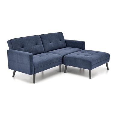 Niebieska sofa rozkładana Cornelius to perfekcyjne połączenie ponadczasowej elegancji i komfortu, który zawsze jest mile widziany w salonie. Sofa jest...