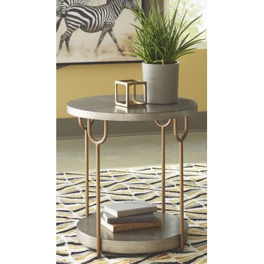 Wymiary: - średnica: 61 cm - wysokość: 61 cm - wymiary półki: 52 x 52 x 51,4 cm Materiał: - fornir jesionowy - metal Informacje dodatkowe: - waga: 10,4 kg...