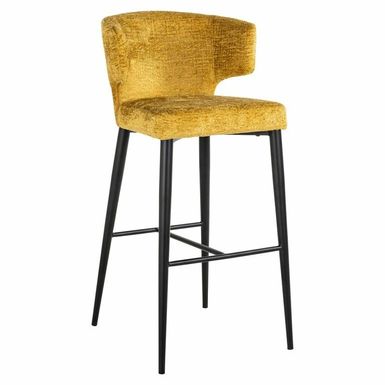 Krzesło barowe TAYLOR 76 - żółty Szykowna elegancja o ponadczasowym stylu. Kształtne oparcie wykończone jest musztardową tkaniną o nazwie Fusion mustard...