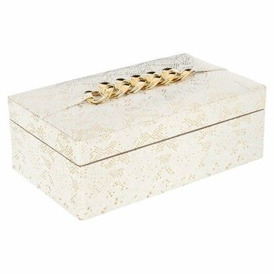 Pudełko do przechowywania NOELL - biały Elegancki sposób na przechowanie Twoich rzeczy. Całość wykonano z MDF i sztucznej skóry i wykończono w białej...