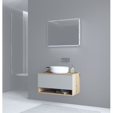 Szafka wisząca pod umywalkę AVIOLA 1S 80 - kaszmir/dąb artisan   Wymiary: - szerokość: 80 cm - głębokość: 45 cm - wysokość: 43 cm   Materiał:  -...
