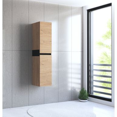 Słupek łazienkowy wiszący DUESA 2D - dąb złoty   Wymiary: - szerokość: 30 cm - głębokość: 30 cm - wysokość: 134 cm   Materiał: płyta meblowa...