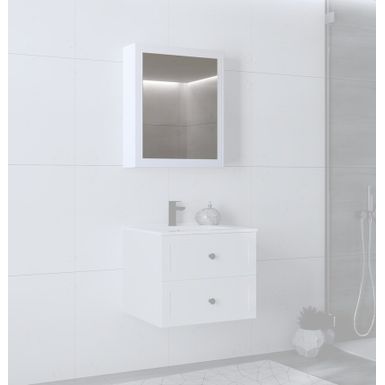Szafka wisząca z lustrem TORETO 1D - biały   Wymiary: - szerokość: 60 cm - głębokość: 15 cm - wysokość: 70 cm   Materiał:  - korpus: płyta...