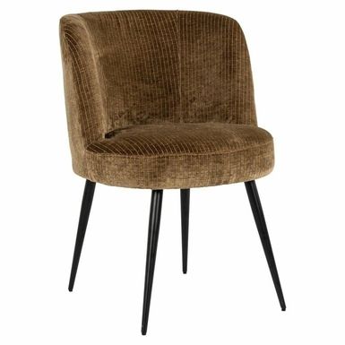 Krzesło MORTON - brązowy Krzesło Morton, wykonane z poliestru, pianki, drewna sosnowego i i metalu, łączy minimalizm z elegancją. Tkanina w odcieniu...