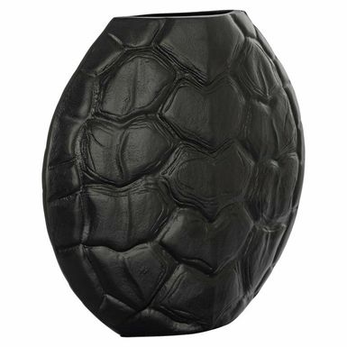 Wazon INES - czarny Waza Ines, wykonany z aluminium, charakteryzuje się unikalnym, organicznym wzorem przypominającym skorupę żółwia. Czarny matowy...
