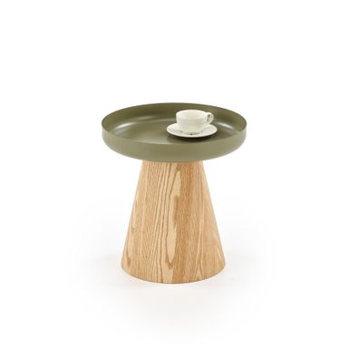 Wymiary: - średnica: 40 cm - wysokość: 42 cm   Materiał: - MDF + okleina naturalna - stal malowana proszkowo