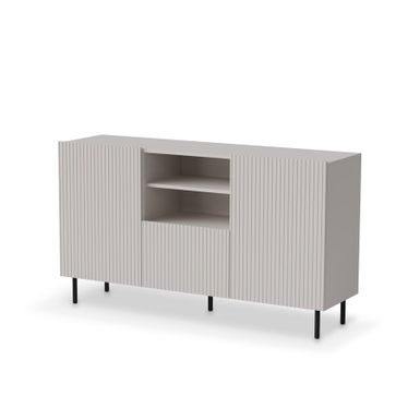 Wymiary: - szerokość: 150 cm - głębokość: 40 cm - wysokość: 84 cm   Materiał:  - płyta meblowa laminowana - MDF foliowany - stal malowana proszkowo
