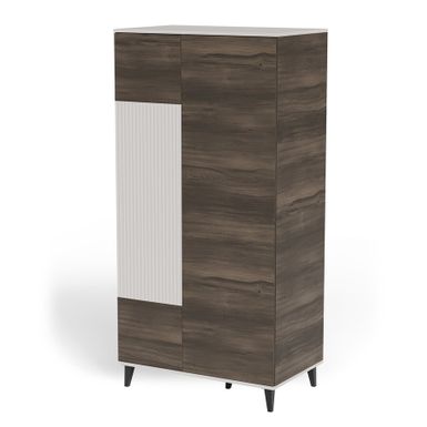 Wymiary: - szerokość: 90 cm - głębokość: 55 cm - wysokość: 182 cm   Materiał: - MDF okleinowany - płyta meblowa okleinowana - polipropylen   Kolor:...