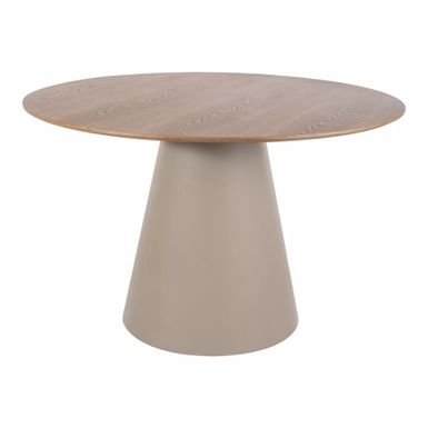 Stół okrągły ANGEL 120 cm - dąb / kaszmir   Wymiary: - średnica: 120 cm - wysokość: 75 cm   Materiał:  - blat: MDF + okleina naturalna - podstawa:...