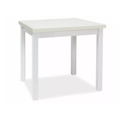 Stół ADAM 80x80 - biały mat Wymiary: - długość: 80 cm - szerokość: 80 cm - wysokość: 75 cm Materiał: - blat: płyta laminowana - podstawa: MDF...