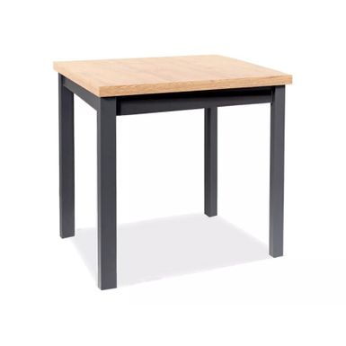 Stół ADAM 80x80 - dąb artisan / czarny mat Wymiary: - długość: 80 cm - szerokość: 80 cm - wysokość: 75 cm Materiał: - blat: płyta laminowana -...